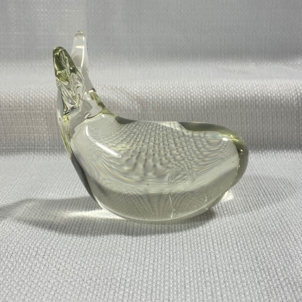 Vintage Hand Blown Clear Glass Whale Figurine Nautical Paperweight Art Glass